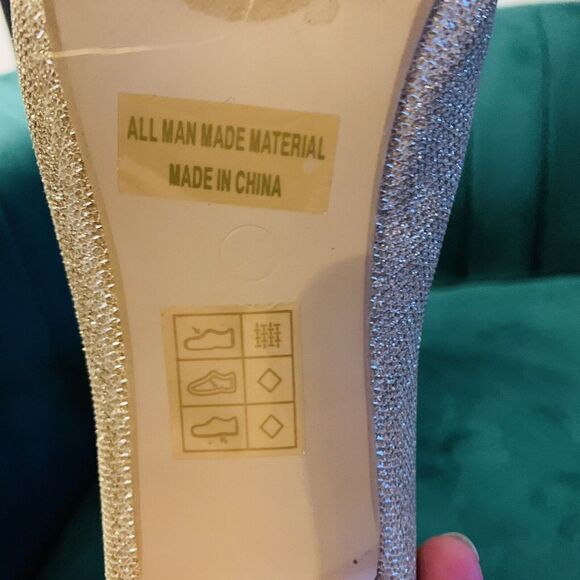 Bella Marie Womens 8.5 Gold Glitter Heel - Fancy Glitz Sparkle - Picture 8 of 12